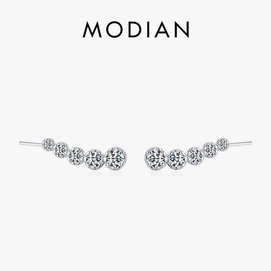 Modian 925 Sterling Silver Sparkling Wings Clear CZ Ear Studs Simple Stud Earrings For Women Original Wedding Fine Jewelry