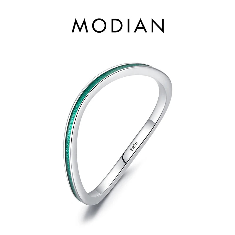 Anillo de eternidad MODIAN de plata de ley 925 con circonitas cúbicas multicolores y diamantes simulados para mujer, joyería de boda con ondas irregulares a la moda