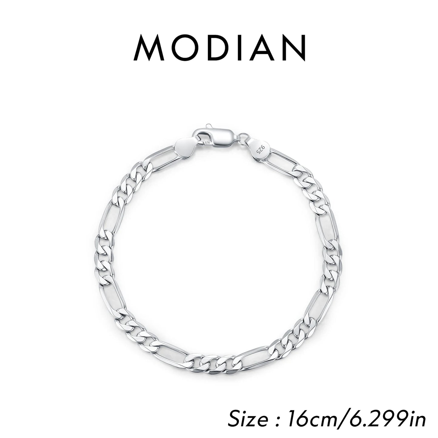 MODIAN 925 Sterling Silver 3 Size Classic Figaro Hollow out Chain Bracelet For Women And Men Daisy Fine Jewelry Accessories