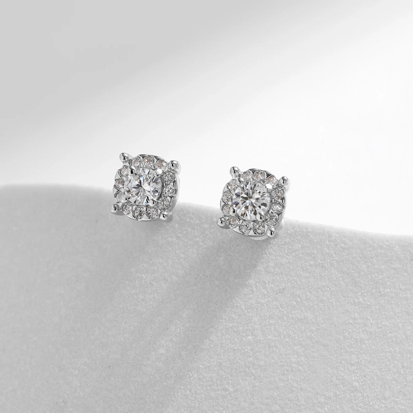 MODIAN D Color Moissanite Stud Earrings Round Cut Lab Created Diamond 925 Sterling Silver Silver Bridal Jewelry For Women Gifts