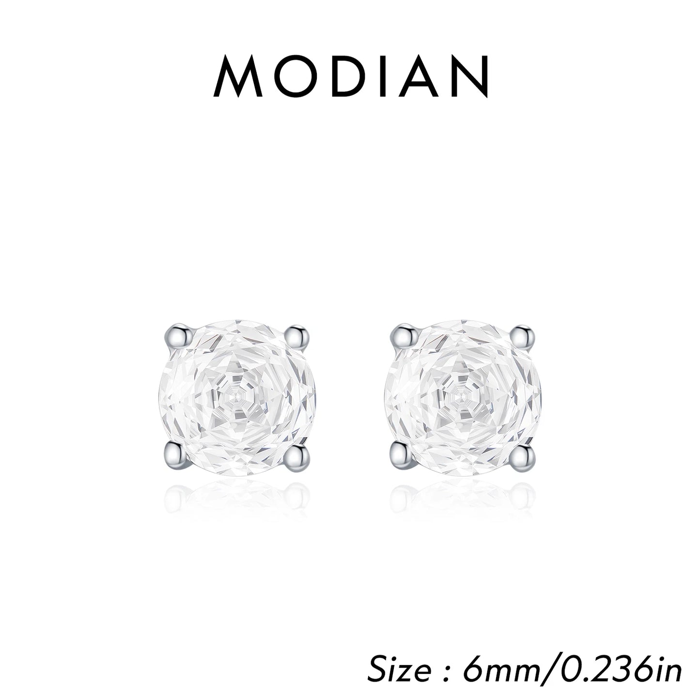 MODIAN Multicolor 925 Sterling Silver Rose Cut Round Zirconia Earrings Paraiba Color Fashion Stud Earrings For Women Jewelry