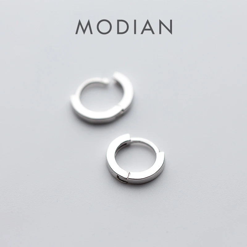 Pendientes de aro Modian redondos y sencillos para mujer, clásicos, bonitos, de plata de ley 925 auténtica, regalo de aniversario, joyería.