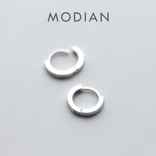 Pendientes de aro Modian redondos y sencillos para mujer, clásicos, bonitos, de plata de ley 925 auténtica, regalo de aniversario, joyería.