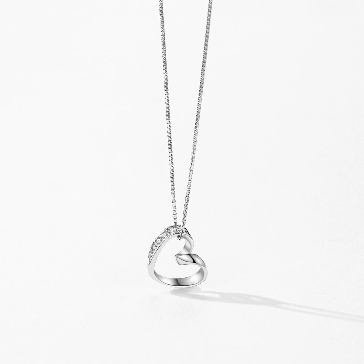 MODIAN Real 925 Sterling Silver Romantic Simple Heart Pendant Necklace Classic Link Chain Neck For Women Wedding Fine Jewelry