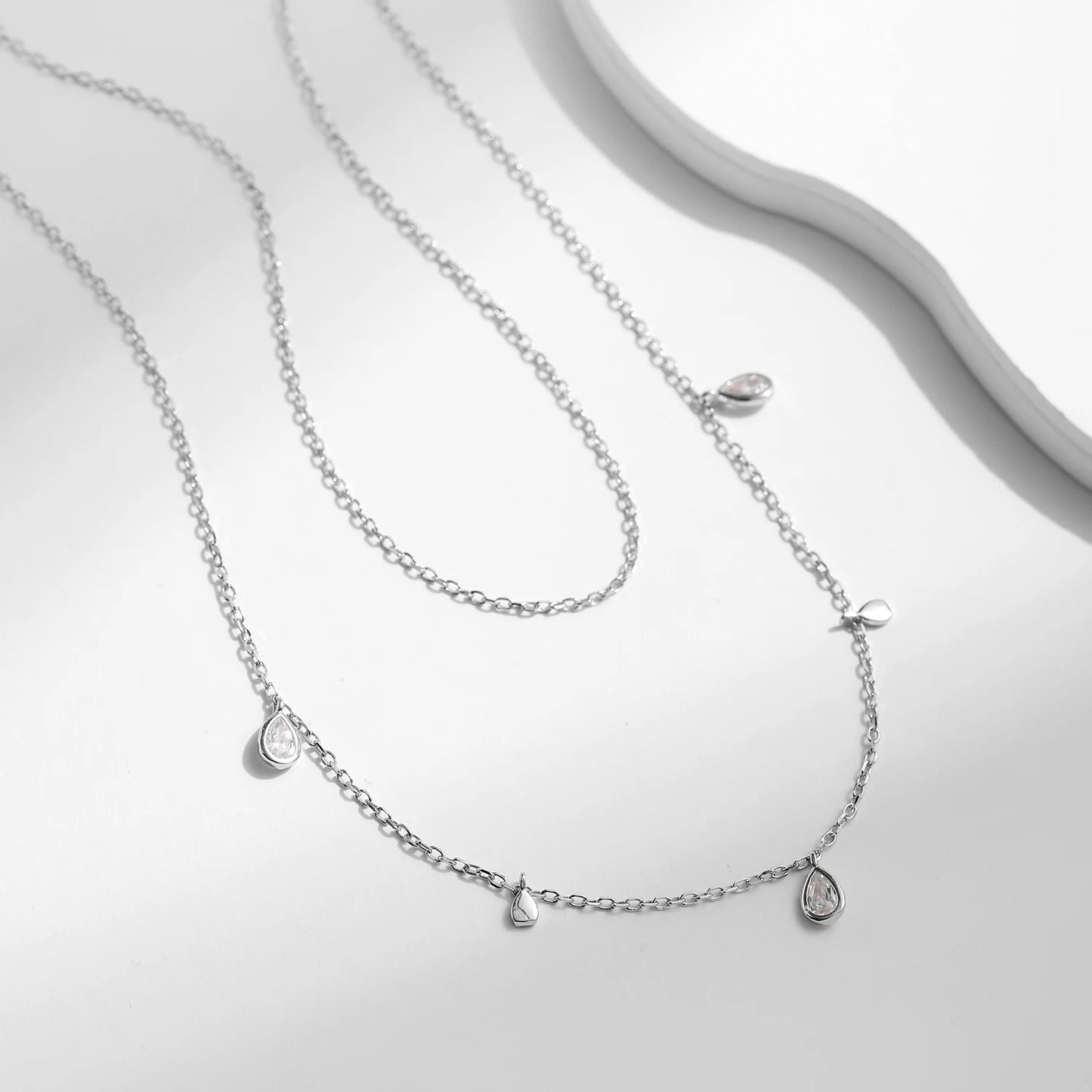 MODIAN Pear Shape Moissanite Pendant Necklace 925 Sterling Silver Double Layer Necklaces For Women Luxury Wedding Jewelry