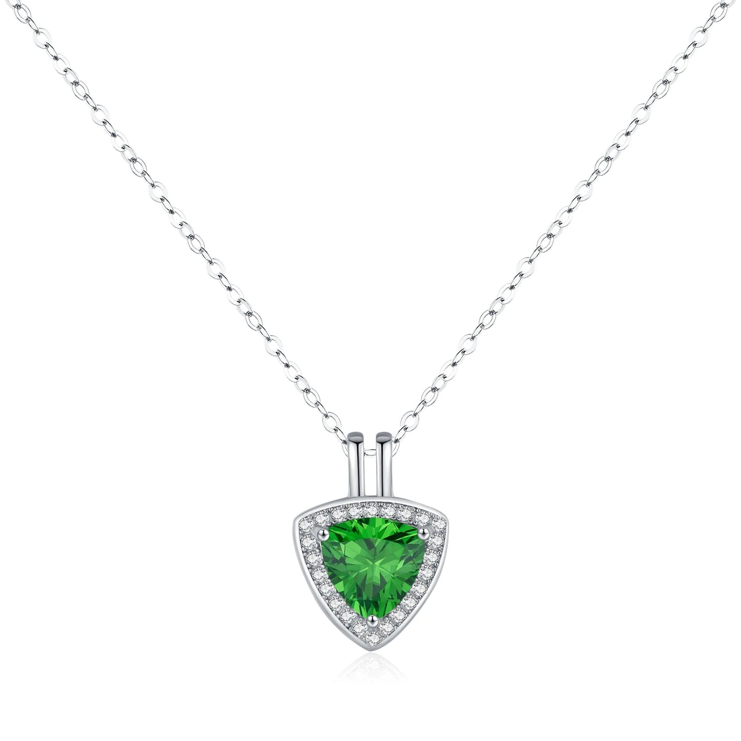 MODIAN Luxury Link Chain Necklace 925 Sterling Silver Elegant Triangle Green CZ Pendant Necklace For Women Fine Jewelry