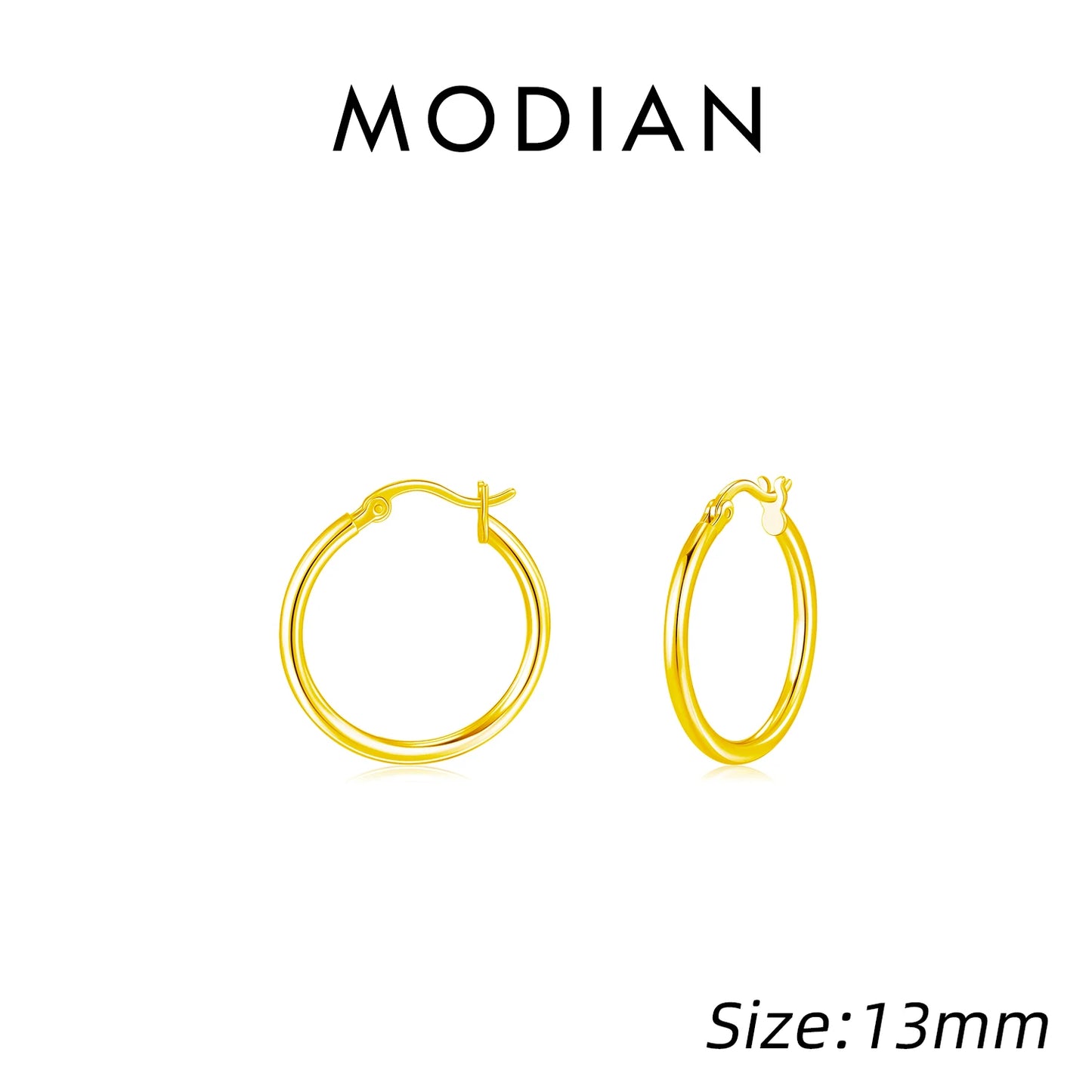 Pendientes de aro franceses clásicos y atrevidos de MODIAN en plata de ley 925, chapados en oro blanco de 18 quilates, joyería fina para mujer.