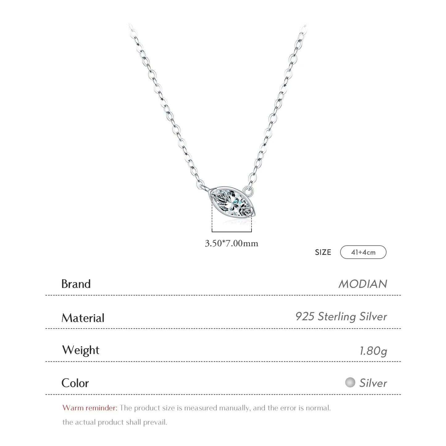 Collar con colgante geométrico de circonita cúbica de plata de ley 925 de MODIAN, joyería asimétrica apilable de moda para mujeres, regalos finos