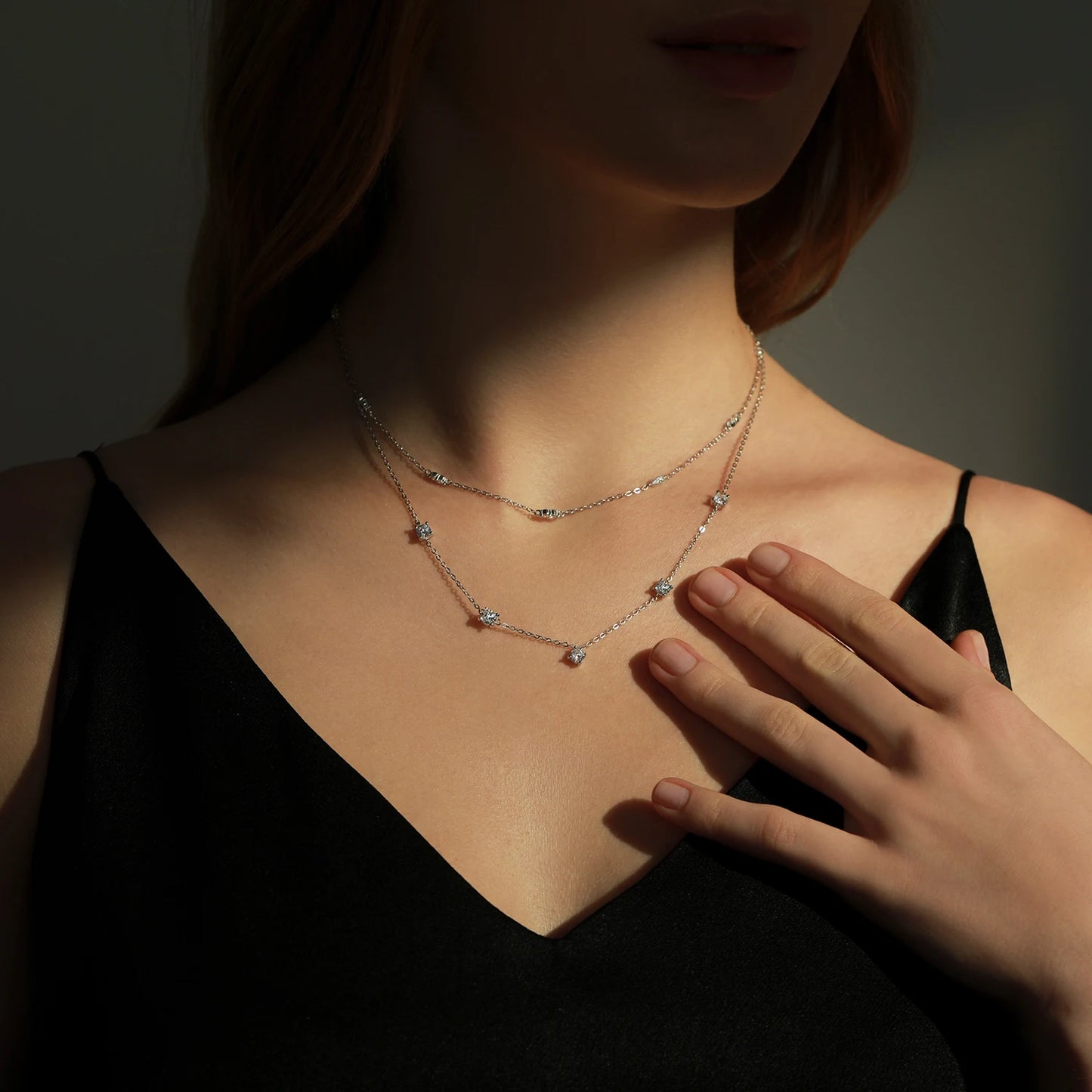 MODIAN 925 Sterling Silver Sparkling CZ Stackable Necklace For Women Choker Link Chain Charm Necklace Fine Jewelry Gift