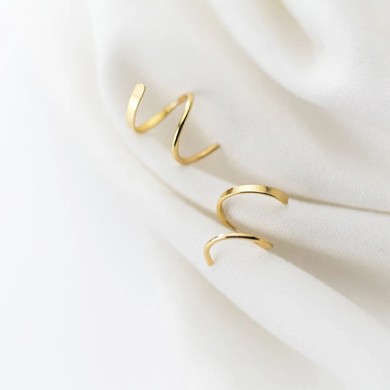 Modian Authentic 925 Sterling Silver Geometric Spiral Hoop Earring for Women Simple Gold Color Earring Fashion Fine Jewelry
