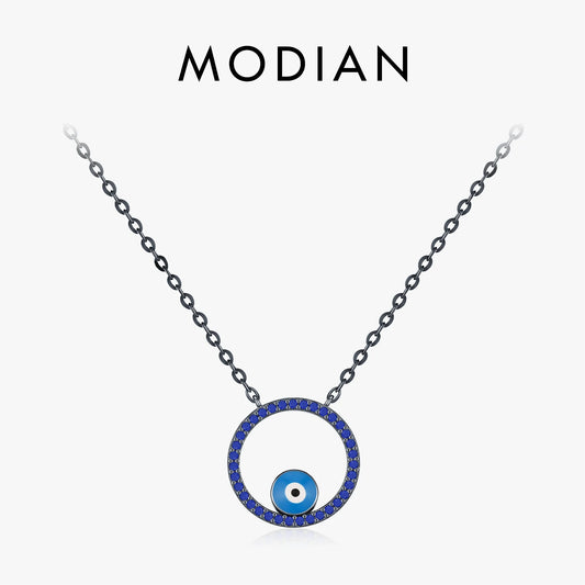 Collar MODIAN con ojos fantasmales de esmalte, colgante de lapislázuli sintético de plata de ley 925 para mujer, joyería fina