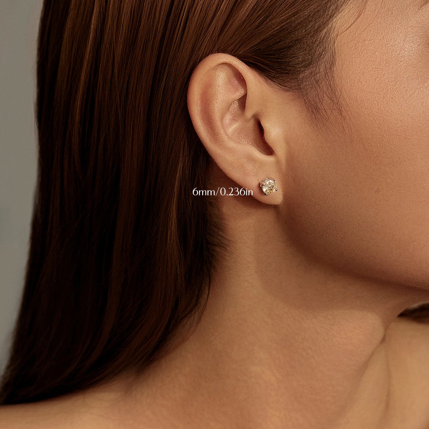 MODIAN Simple Round CZ Ear Stud 925 Sterling Silver Fashion Light Yellow Rose Cut Stud Earrings For Women Fine Jewelry