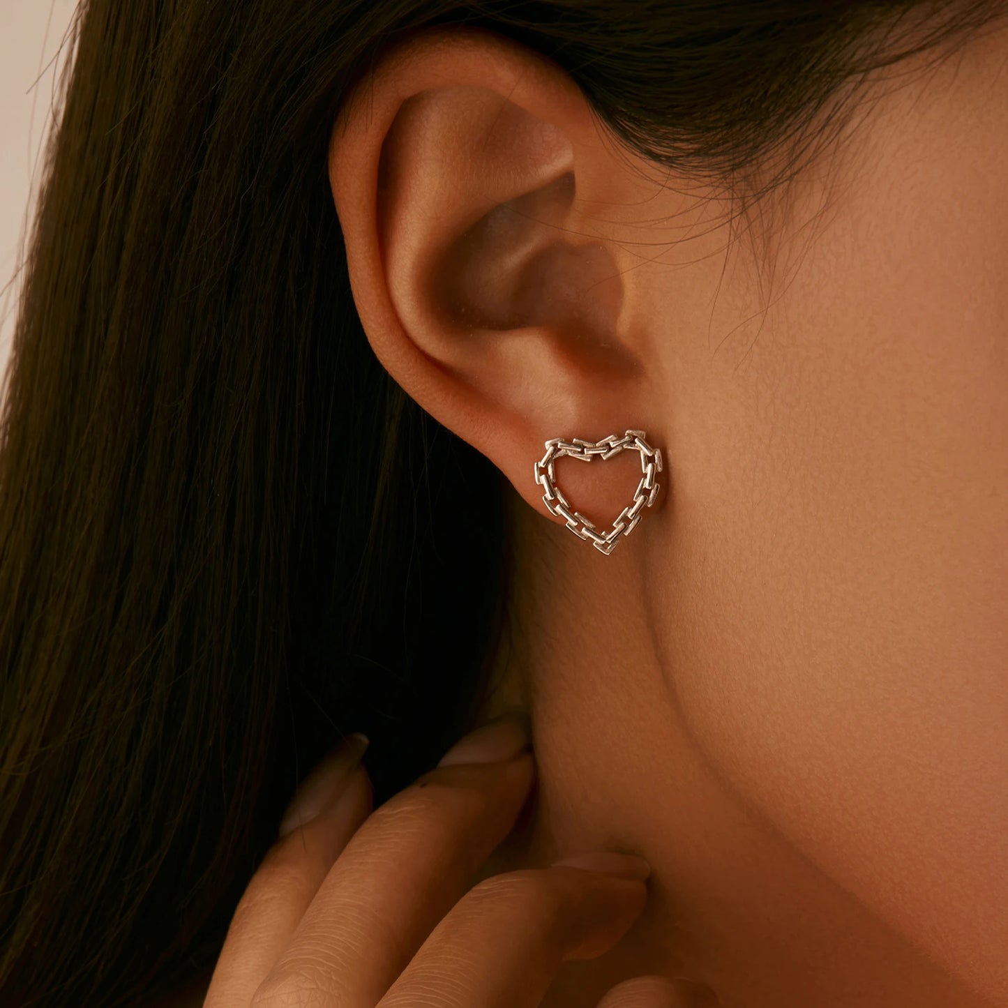 Pendientes de aro MODIAN de plata de ley 925 auténtica con forma de corazón clásico para mujer, aretes románticos, joyería fina hipoalergénica.