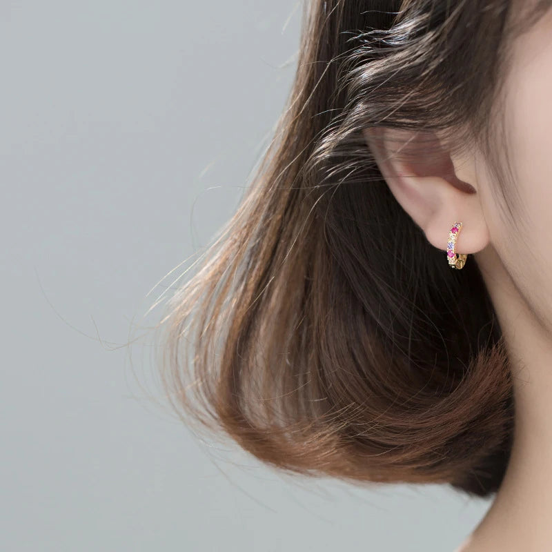 Modian Hot Sale 925 Sterling Silver Gold Color Geometric Hoop Earring for Women Luxury Wedding Engagement Statement Jewelry