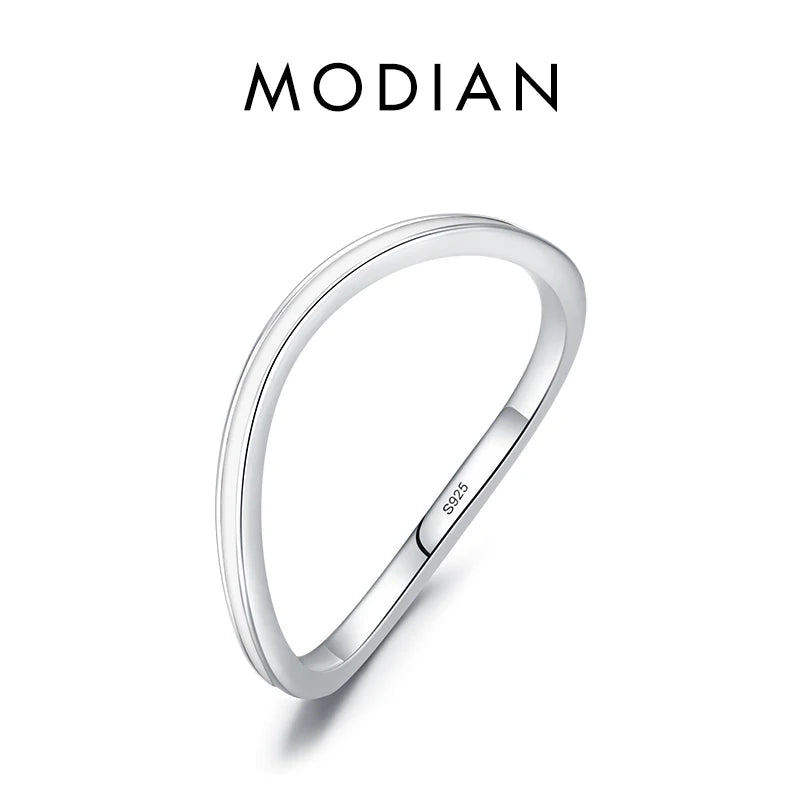 Anillo de eternidad MODIAN de plata de ley 925 con circonitas cúbicas multicolores y diamantes simulados para mujer, joyería de boda con ondas irregulares a la moda