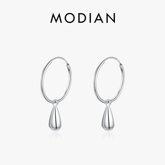 Pendientes MODIAN de plata de ley 925 con forma redonda, sencillos y elegantes, con dijes suaves, para mujer, regalos de Navidad, joyería.