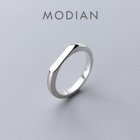 Anillo Modian auténtico de plata de ley 925 con corte geométrico para mujer, regalo de moda, anillo minimalista, accesorios de joyería fina.