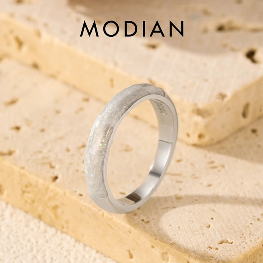 Anillos de dedo MODIAN de plata de ley 925 con esmalte translúcido geométrico minimalista elegante para mujer, joyería fina