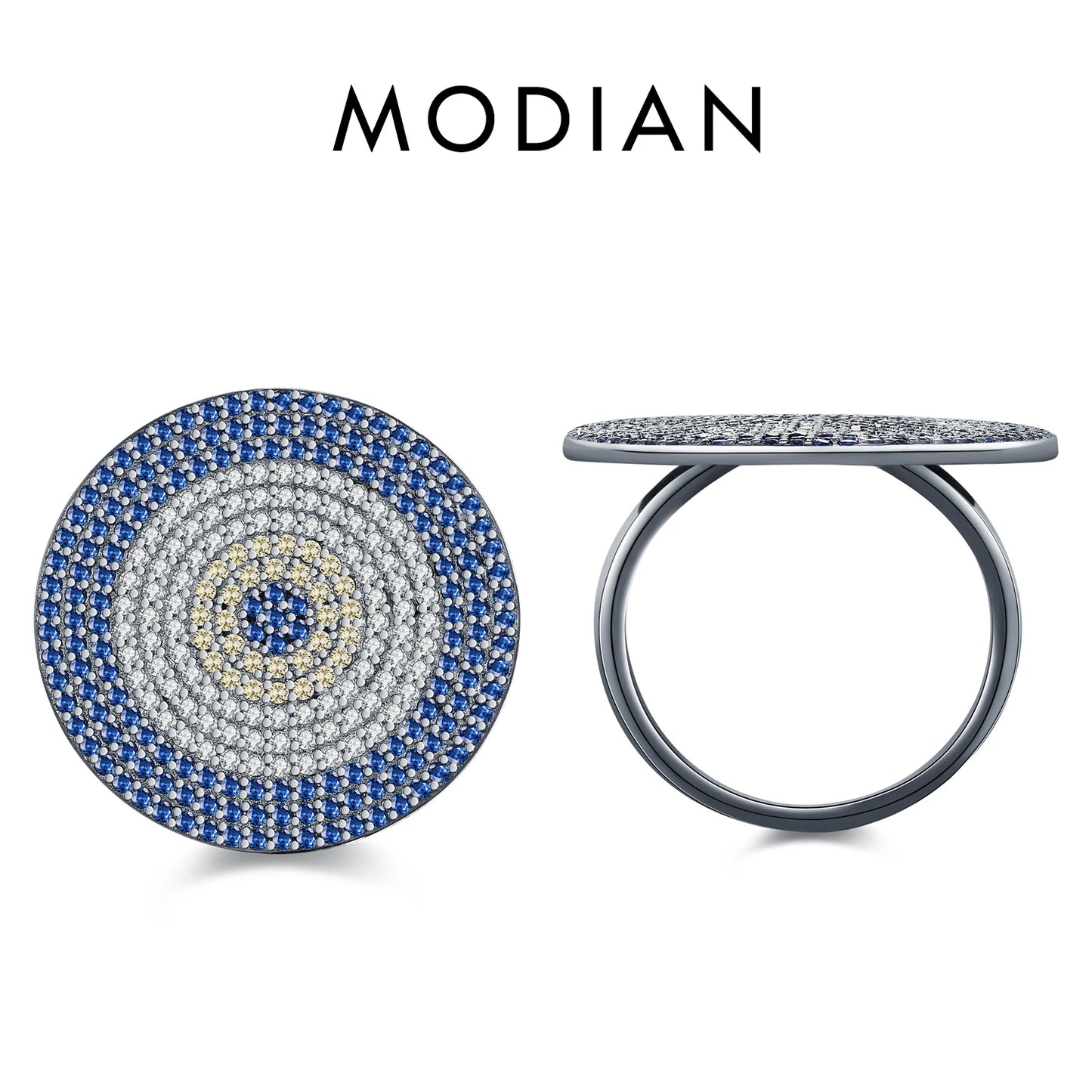 MODIAN 925 Sterling Silver 4 Styles Hip Hop Black Color Rings Full CZ Geometric Round Finger Rings For Women Party Fine Jewelry