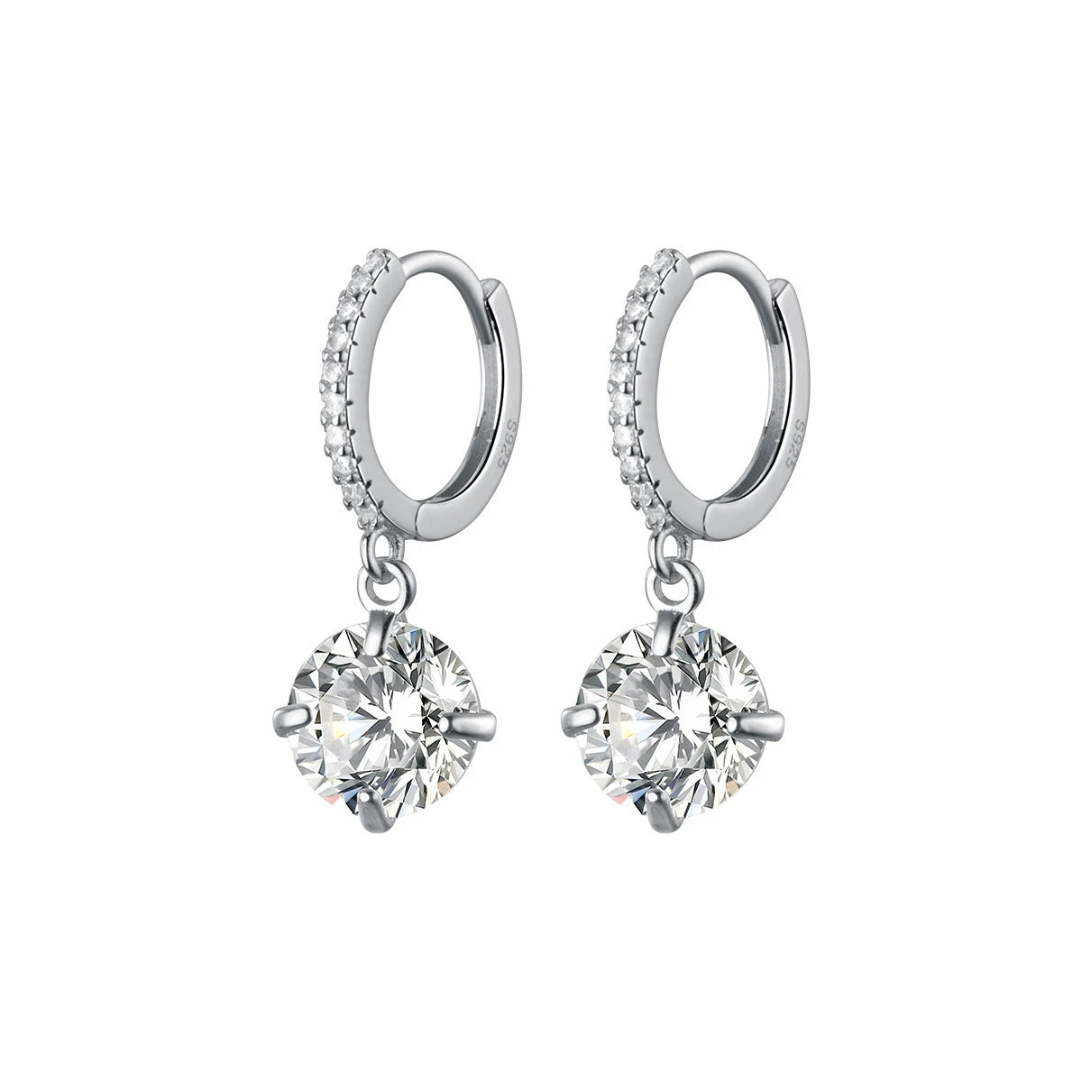 MODIAN Pure 925 Sterling Silver Luxury Shiny Clear Cubic Zirconia Hoop Earrings For Women Wedding Engagement Statement Jewelry