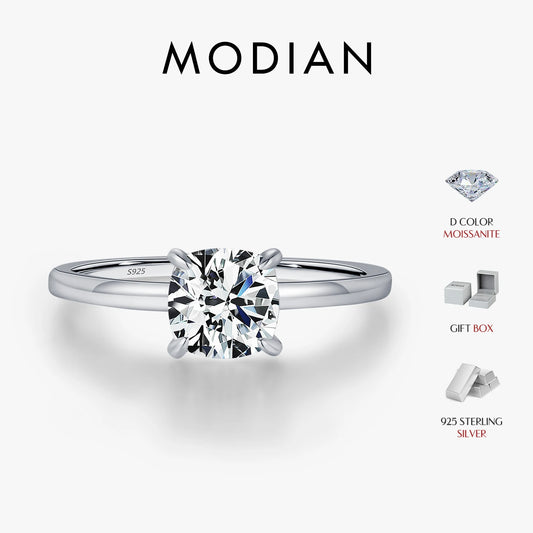 Anillo de moissanita MODIAN de 1 quilates, delicado anillo de diamantes de laboratorio de corte cojín cuadrado, plata de ley 925, joyería de boda para mujer