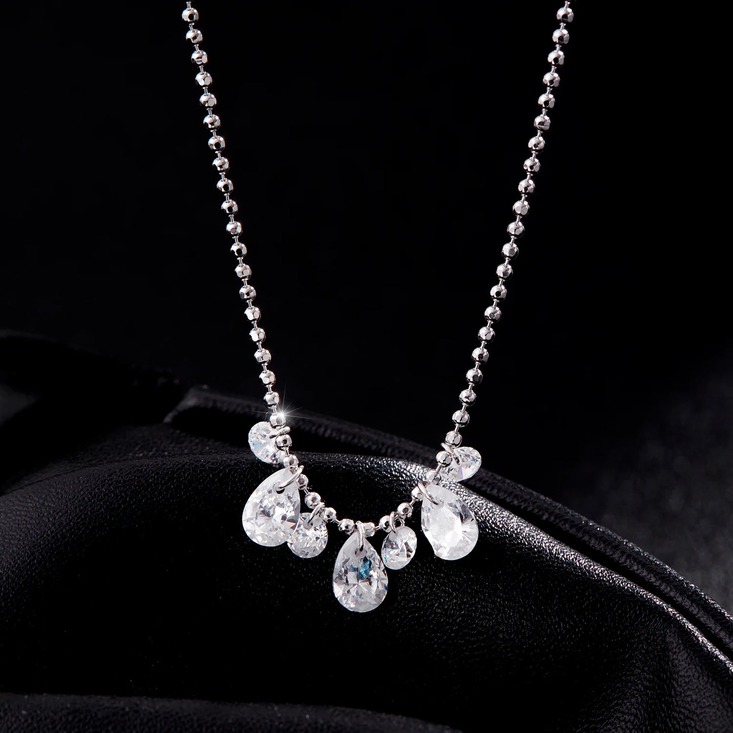 MODIAN Sparkling Pear Zirconia Necklace 925 Sterling Silver Fashion Beads Link Chain Pendant Necklace For Women Fine Jewelry