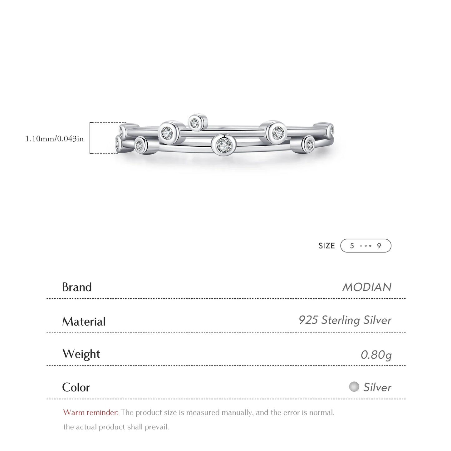 MODIAN 925 Sterling Silver Original Design Rings Simple Double Layer Line Round Clear CZ Finger Rings For Women Fine Jewelry