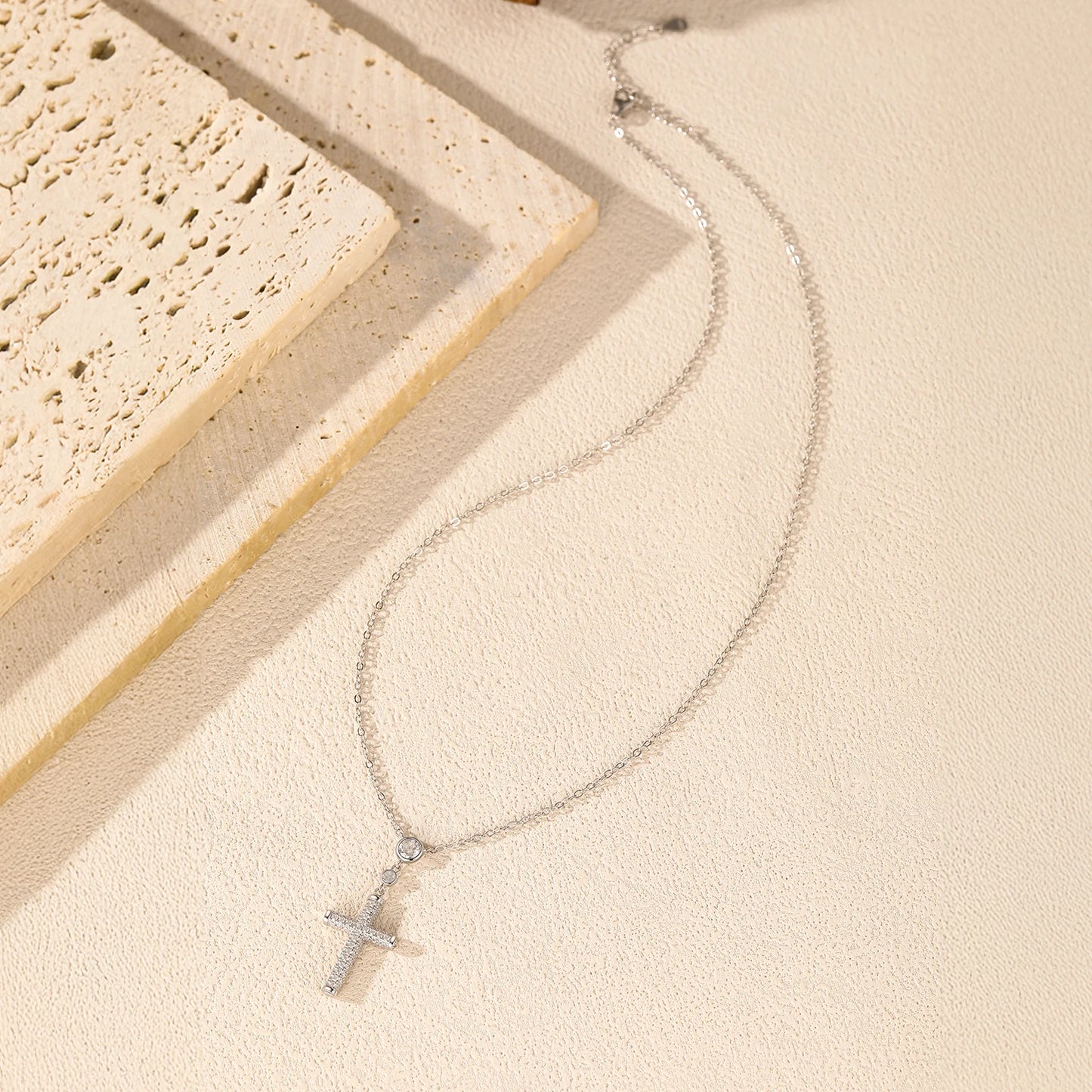 MODIAN 925 Sterling Silver Trendy Cross Swing Necklace Luxury Full Zirconia Choker Pendant Necklace For Women Fine Jewelry