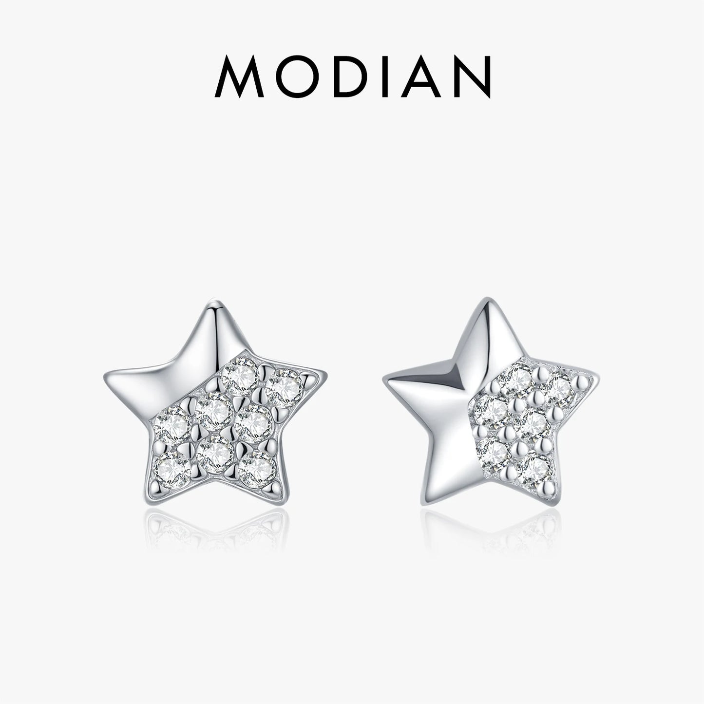 MODIAN 925 Sterling Silver Irregular Mirror Fashion Stars Small Stud Earrings Shiny Daily Wear Fine Jewelry For Women