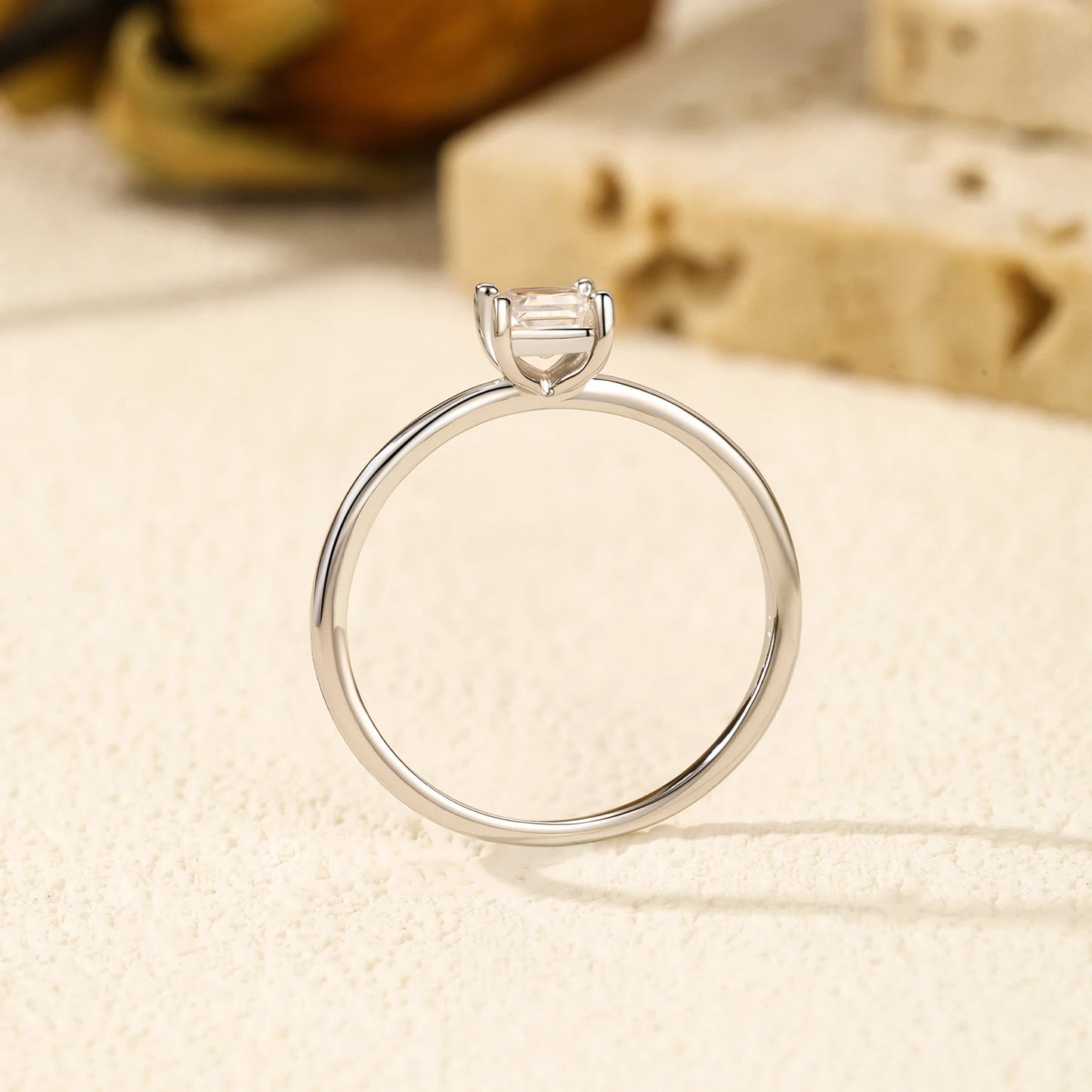MODIAN Emerald Cut D Color Square Moissanite 925 Sterling Silver Classic Finger Rings For Women Wedding Statement Jewelry