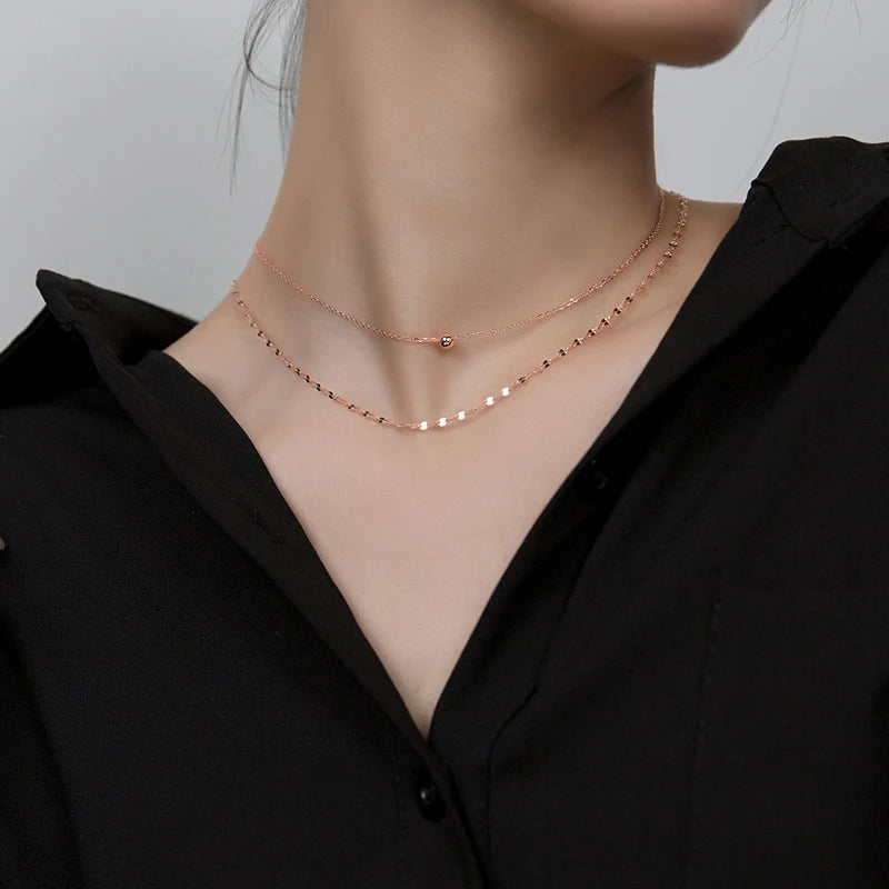 Modian 2025 New Design 925 Sterling Silver Double Layer Chokers Necklace for Women Geometric Necklace Korea Style Fine Jewelry
