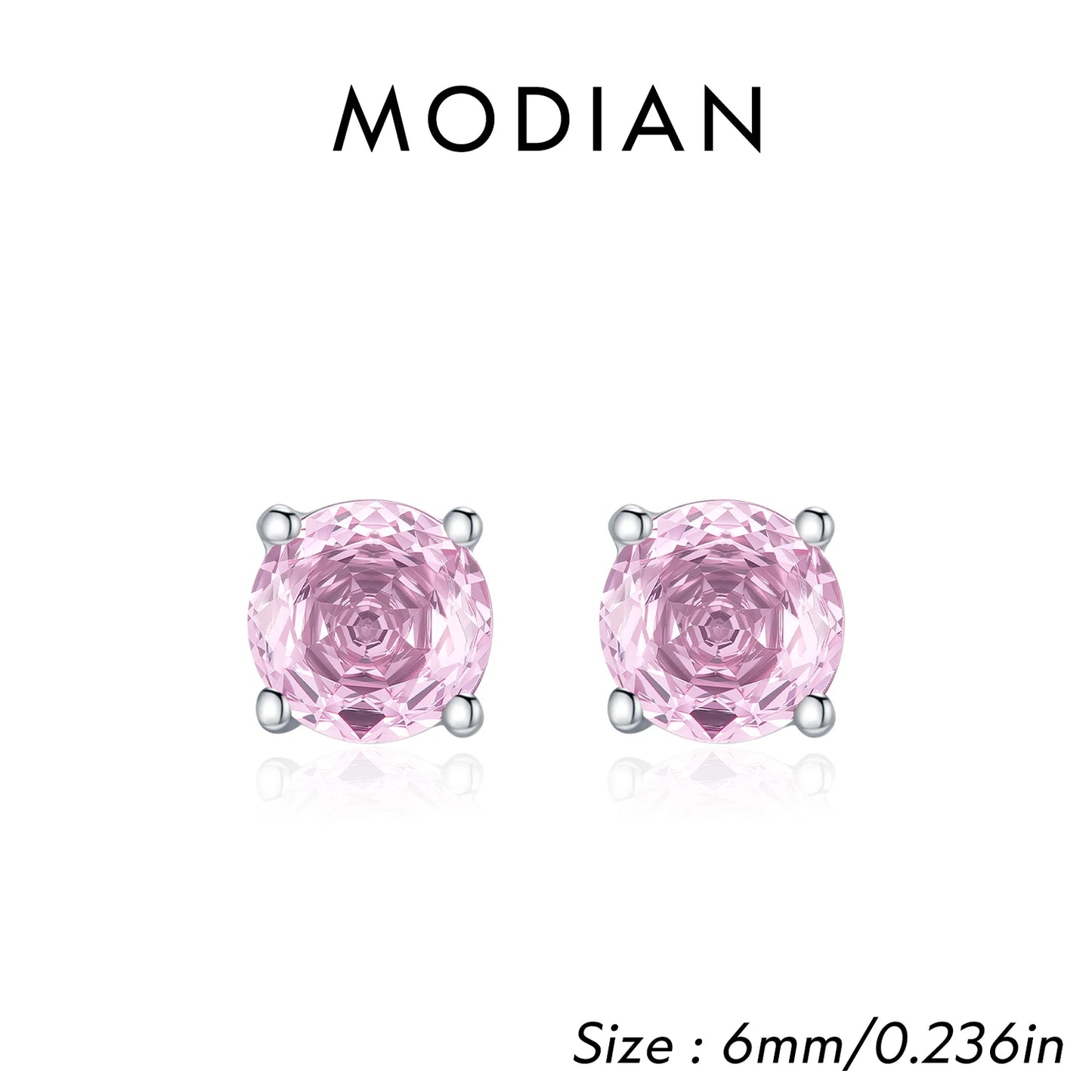 MODIAN 925 Sterling Silver Daily Wear Ear Stud Charming Light Pink Rose Cut Zircon Stud Earrings For Women Fine Jewelry