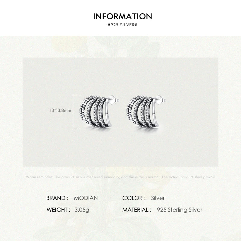 Pendientes MODIAN de plata de ley 925 con diseño geométrico delicado para mujer, con circonitas brillantes, joyería fina para regalo de boda.