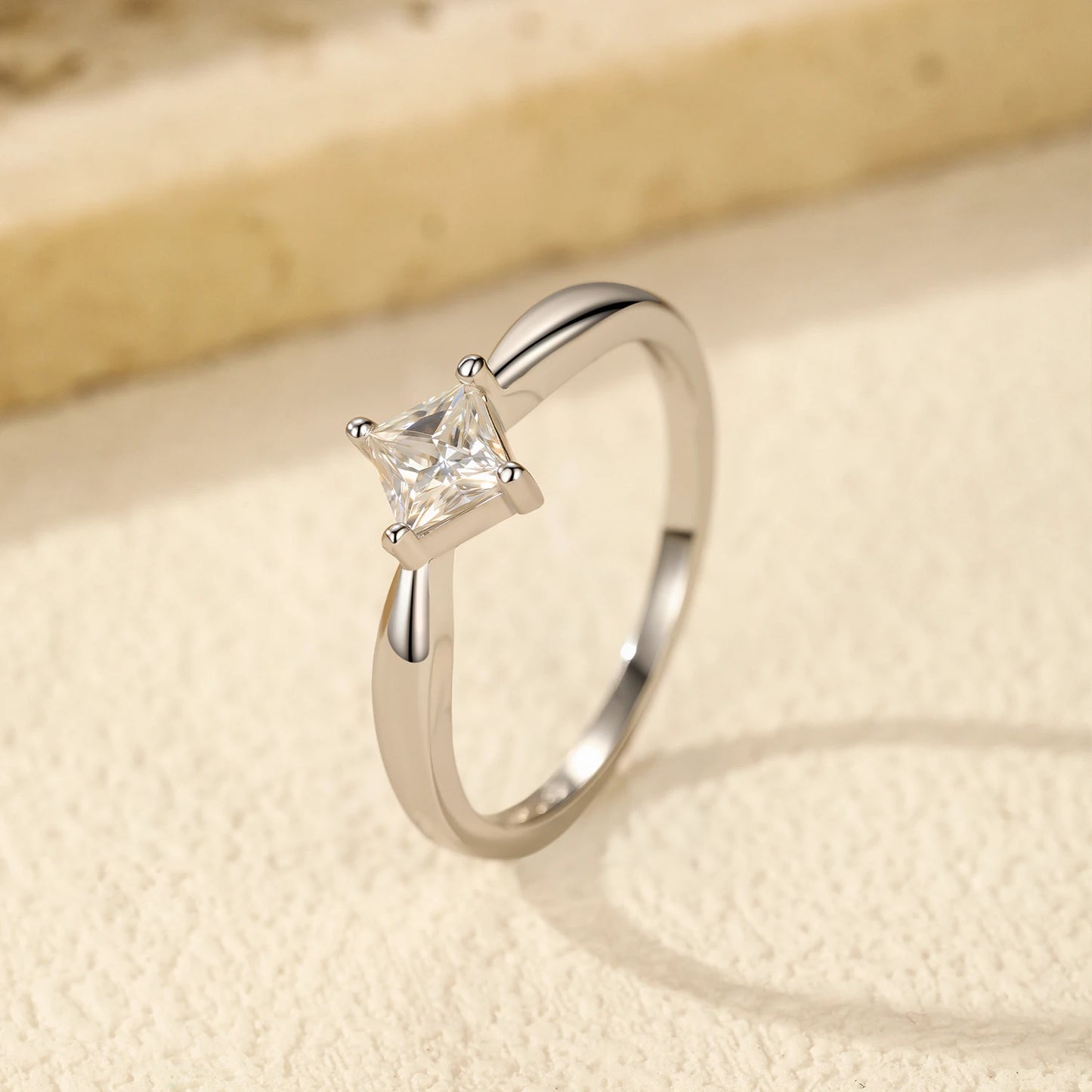 MODIAN D Color VVS1 Square Moissanite Ring 925 Sterling Silver Dazzling Wedding Band Rings For Women Fine Jewelry Gifts
