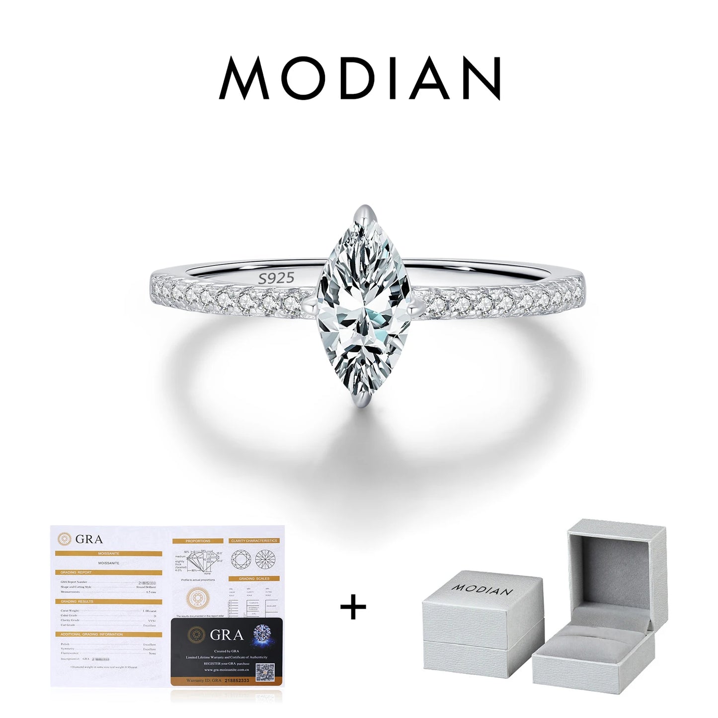 MODIAN 0.5Ct Rhombus Moissanite Ring 925 Sterling Silver Sparkling Lab Created Diamond Wedding Rings For Women Bridal Jewelry