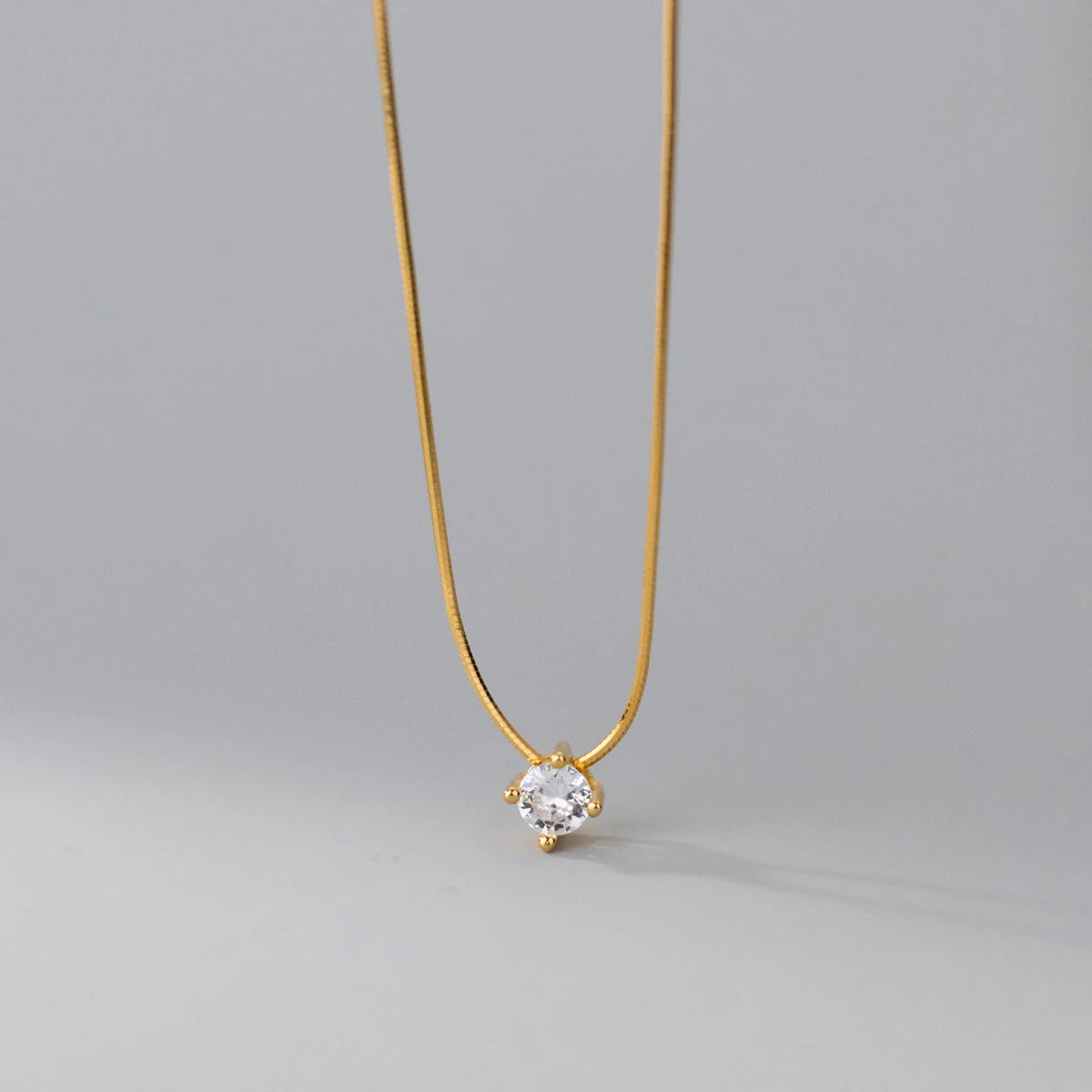 Collar MODIAN de plata de ley 925 con colgante de circonita cúbica transparente y redonda, cadena de serpiente para mujer, regalo de cumpleaños, joyería fina