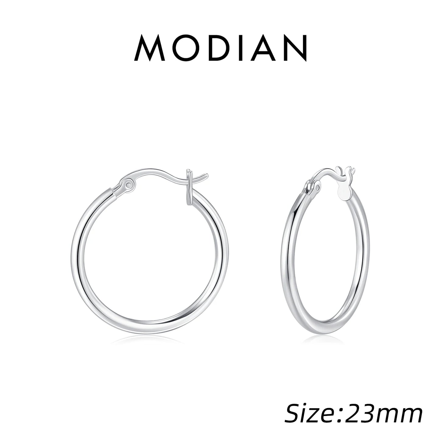 Pendientes de aro franceses clásicos y atrevidos de MODIAN en plata de ley 925, chapados en oro blanco de 18 quilates, joyería fina para mujer.