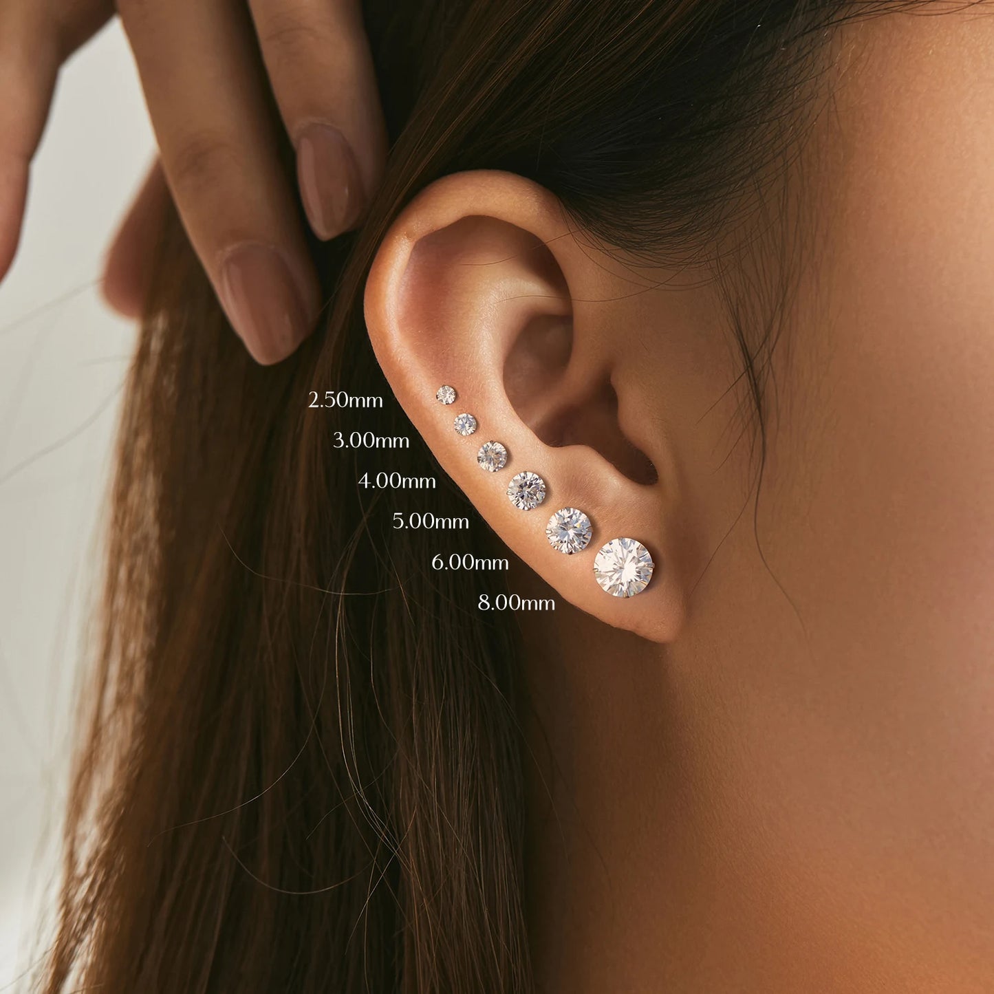 MODIAN Multicolor 925 Sterling Silver Elegant Beads Screw Earrings Classic Round CZ Stud Earrings For Women Jewelry 2.5MM-8MM