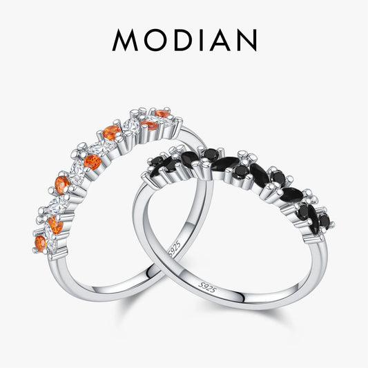 MODIAN 925 Sterling Silver Sparkling Geometric Colorful Cubic Zirconia Simple Finger Rings For Women Party Fine Jewelry