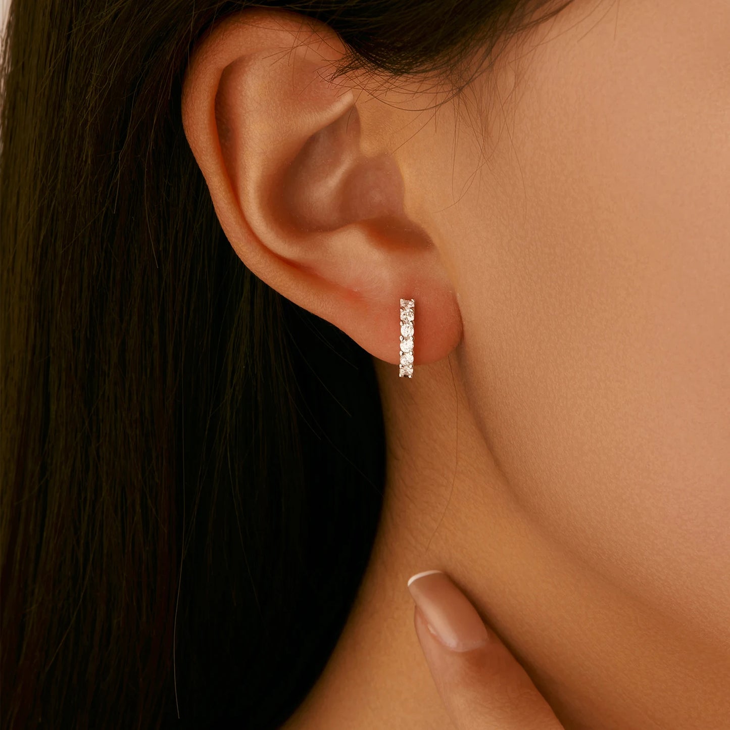 MODIAN D Color Moissanite 925 Sterling Silver Luxury Sparkle Geometric Hoop Earrings Ring For Women Wedding Fine Jewelry Set