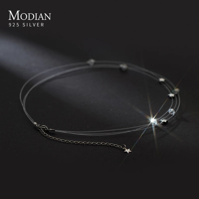 Modian Sparkling Cubic Zirconia Choker Necklace 925 Sterling Silver Stars Fashion Necklaces For Women Party Fine Jewelry Gifts