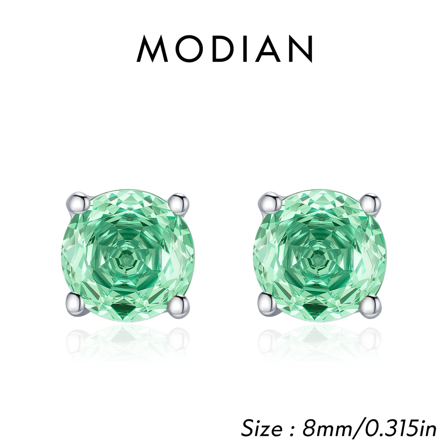 MODIAN Multicolor 925 Sterling Silver Rose Cut Round Zirconia Earrings Paraiba Color Fashion Stud Earrings For Women Jewelry