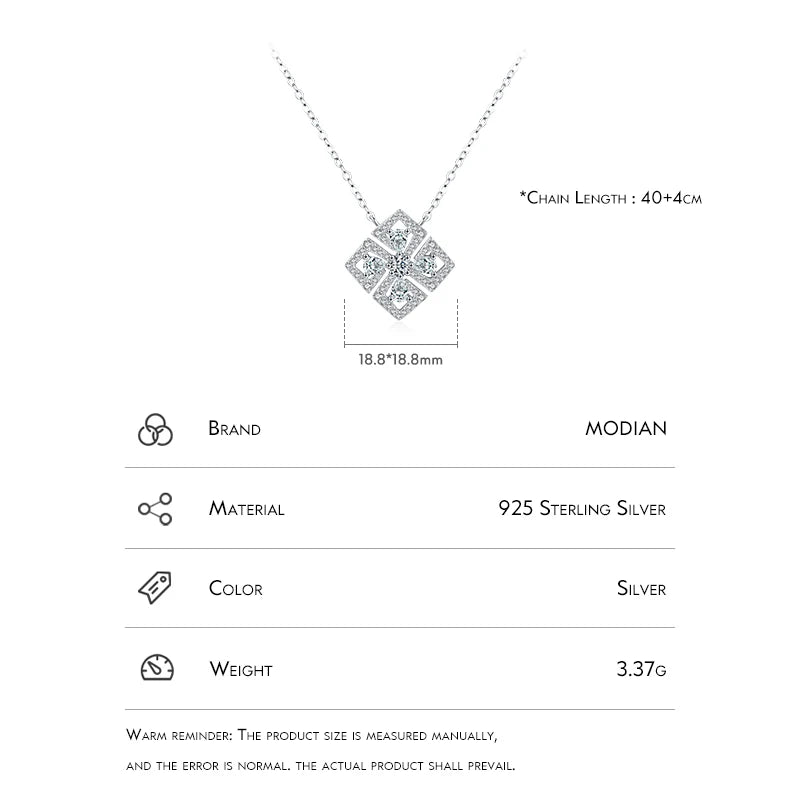 MODIAN Classic Flower Water Drop 5A CZ Necklace 925 Sterling Silver Sparkling Luxury Pendant Necklace for Women Wedding Jewelry