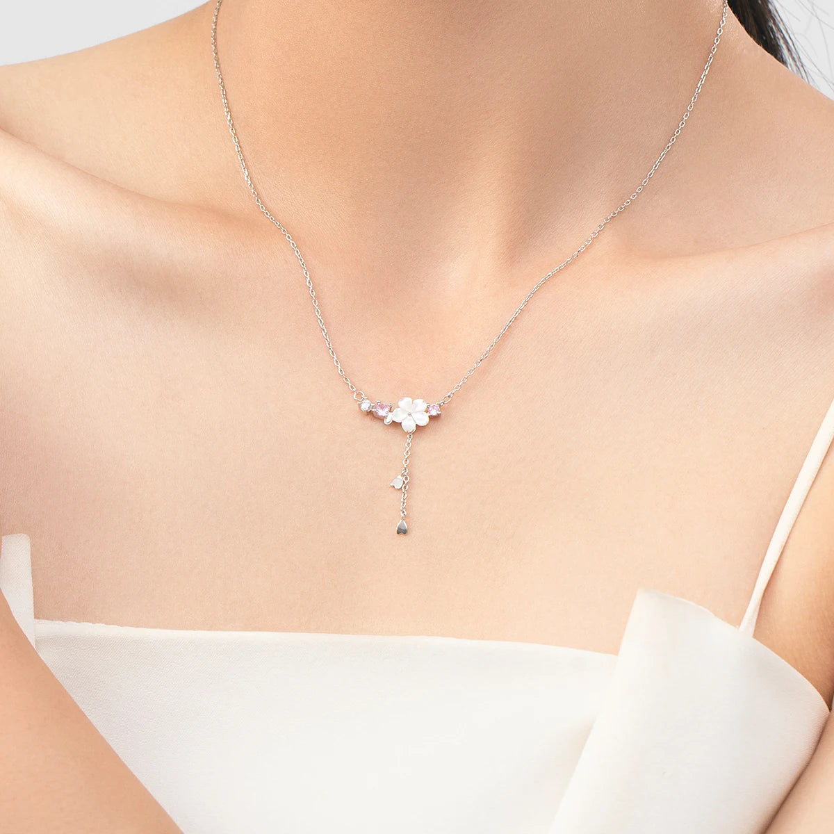 MODIAN Real 925 Sterling Silver Charm Shell Pearl Flower Pendant Necklace Elegant Neck Chain For Women Anniversary Fine Jewelry
