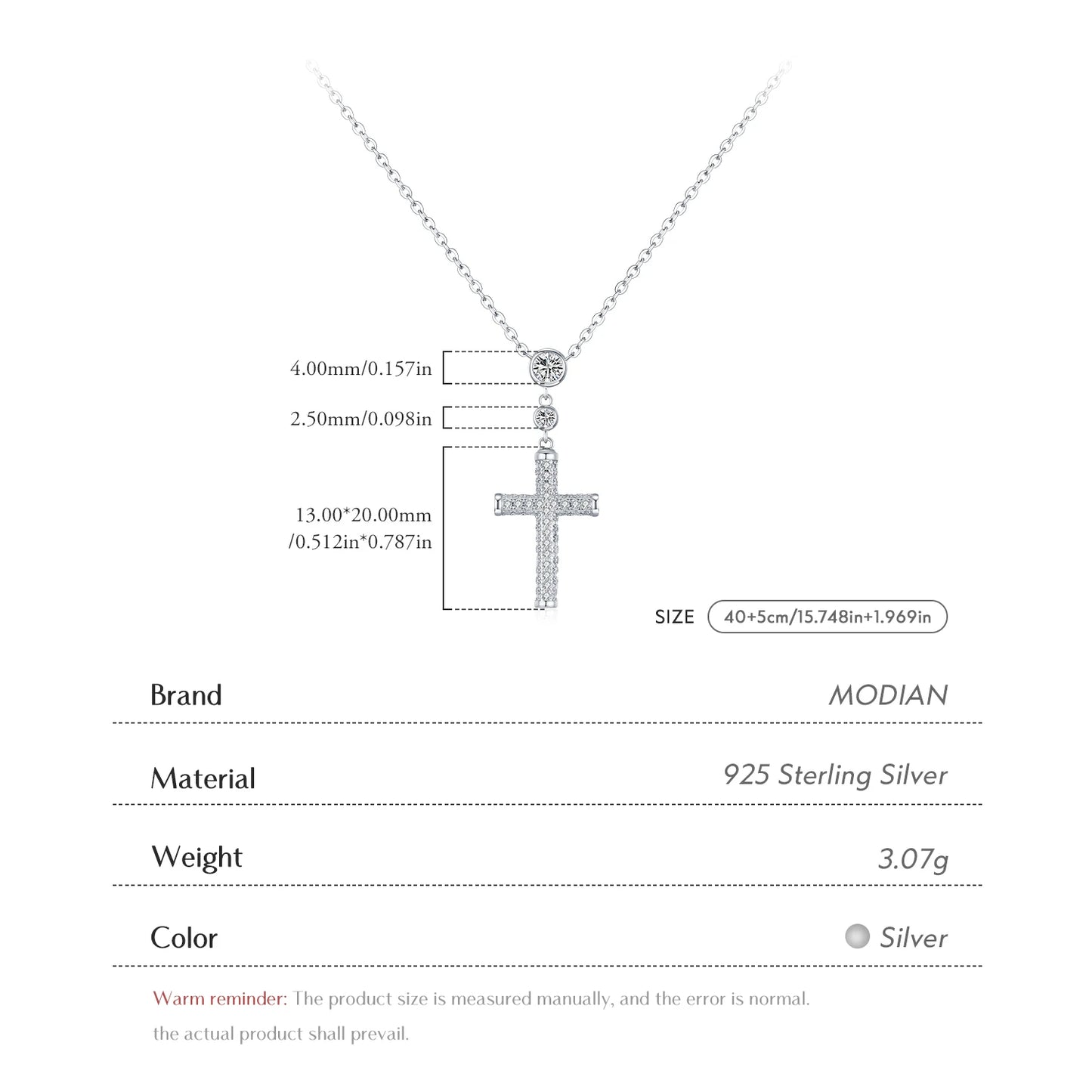 MODIAN 925 Sterling Silver Trendy Cross Swing Necklace Luxury Full Zirconia Choker Pendant Necklace For Women Fine Jewelry