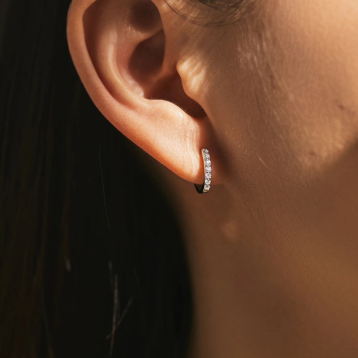MODIAN D Color Moissanite 925 Sterling Silver Classic Simple Round Hoop Earrings Ring For Women Daily Fine Jewelry Set