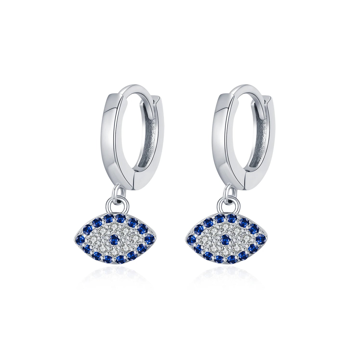 MODIAN 925 Sterling Silver Exquisite Blue Eyes Zirconia Swing Hoop Earrings Classic Vacation Ear Buckle For Women Fine Jewelry