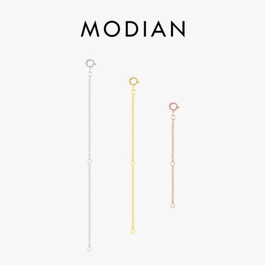 Cadenas extensibles MODIAN de plata de ley 925 con cierre de langosta para mujer, collar DIY chapado en oro rosa, accesorios para hacer joyas.