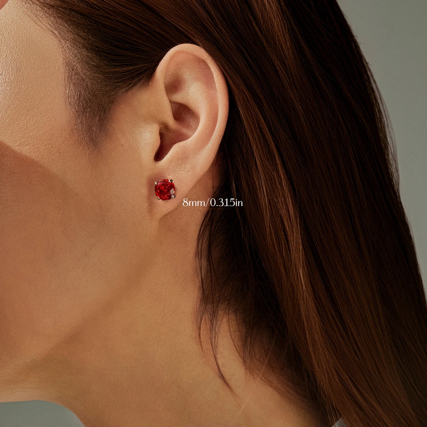 MODIAN 925 Sterling Silver Delicate Unisex Octagon Ear Stud Red Rose Cut Red CZ Stud Earrings For Women Fine Jewelry