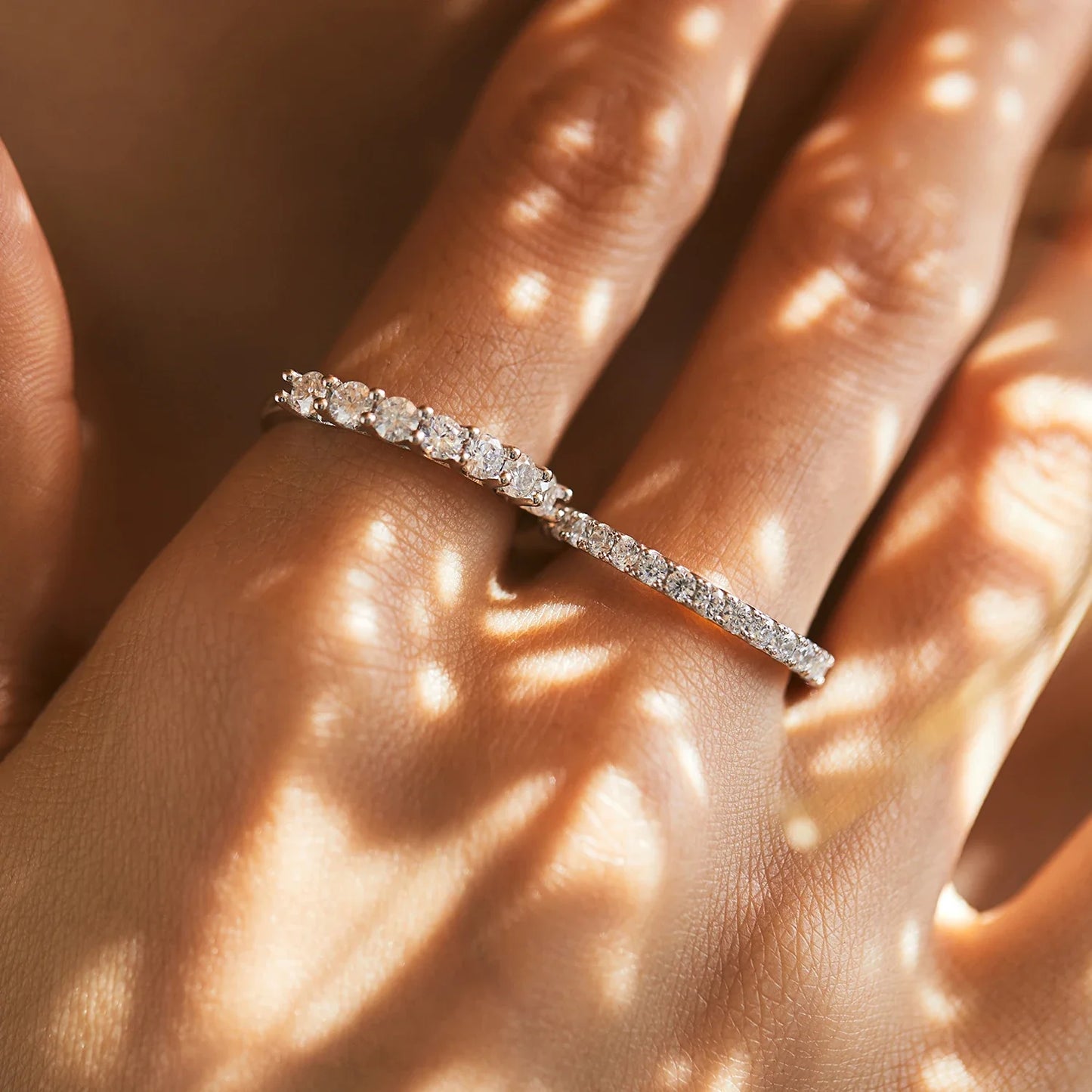 Anillo de boda de moissanita MODIAN en plata de ley 925 con baño de platino y diamantes de laboratorio apilables, joyería de corona para mujer, regalos